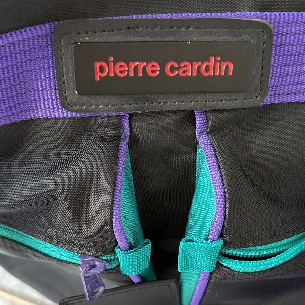 Pierre Cardin Vintage 90s Black Purple Duffel Bag Travel Gym Bag